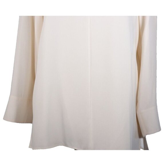 Lafayette 148 Women's Large Ivory Silk Long Sleeve Slit V-Neck Blouse Tunic Top - Picture 5 of 7